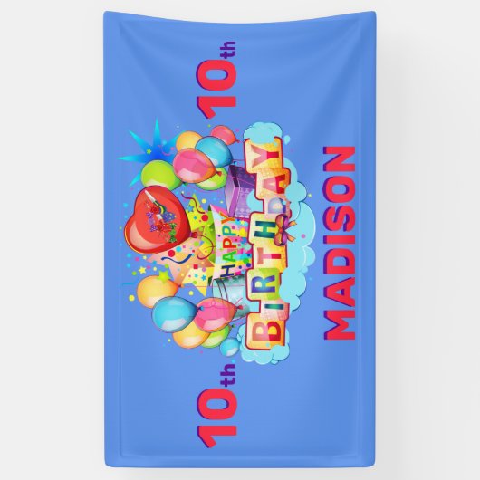 Happy Birthday Fun Kinder Banner Voeg naam en leef (Verticaal)