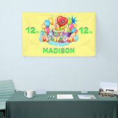 Happy Birthday Fun Kinder Banner Voeg naam en leef (Beurs)