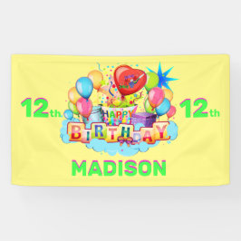 Happy Birthday Fun Kinder Banner Voeg naam en leef