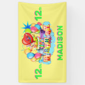 Happy Birthday Fun Kinder Banner Voeg naam en leef (Verticaal)