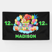 Happy Birthday Fun Kinder Banner Voeg naam en leef (Horizontaal)