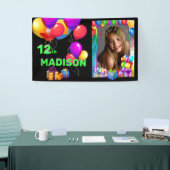 Happy Birthday Fun Kinder Naam toevoegen & Leeftij Spandoek (Beurs)