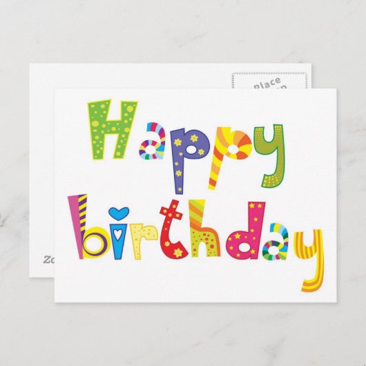 Happy Birthday Fun Letters Briefkaart (Voorkant / Achterkant)
