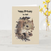 Happy Birthday Fun met eekhoorn Kaart (Gele Bloem)