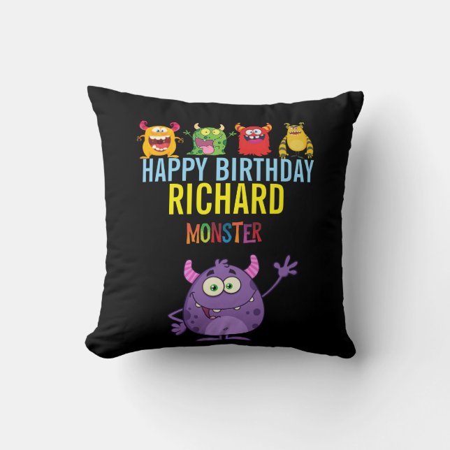 Happy Birthday FUN Monsters kids cute Kussen (Voorkant)