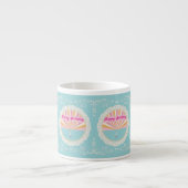 Happy Birthday Fun Mug, Blue Pink Rainbow Espresso Kop (Voorkant)
