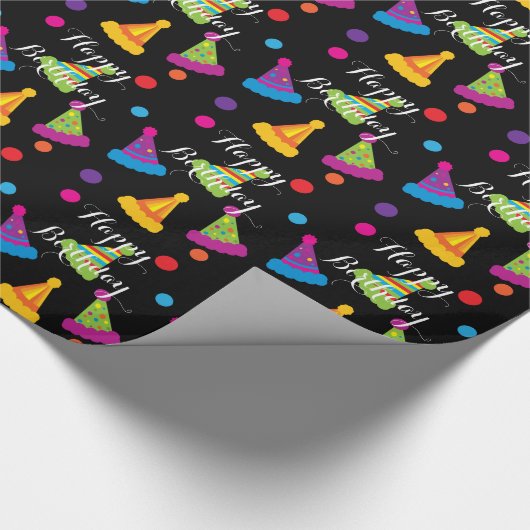 Happy Birthday Fun Party Petten Cadeaupapier (Hoek)