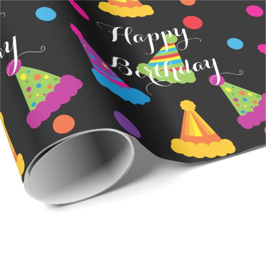 Happy Birthday Fun Party Petten Cadeaupapier (Rol Hoek)