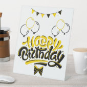 Happy Birthday Fun Pedestal Sign Reclamebord Met Voetstuk (Insitu)