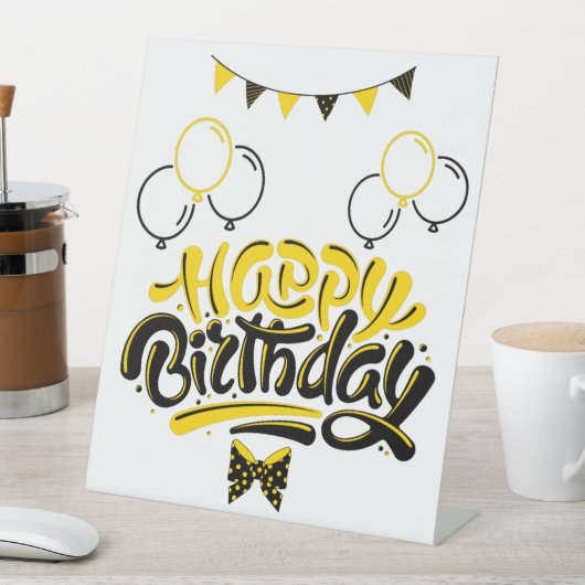Happy Birthday Fun Pedestal Sign Reclamebord Met Voetstuk (Insitu)