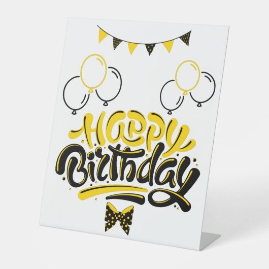 Happy Birthday Fun Pedestal Sign Reclamebord Met Voetstuk (Voorkant)