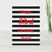 Happy Birthday Fun Pop Bold Black Stripes Typo Kaart (Voorkant)