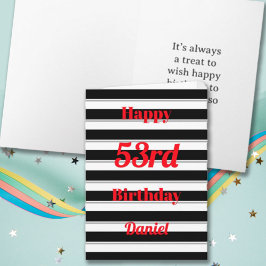 Happy Birthday Fun Pop Bold Black Stripes Typo Kaart