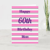 Happy Birthday Fun Pop Bold Pink Stripes Typo Kaart (Voorkant)