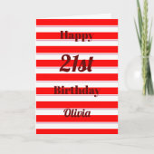 Happy Birthday Fun Pop Bold Red Stripes Typo Kaart (Voorkant)