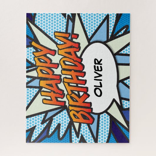 HAPPY BIRTHDAY Fun Retro Comic Book Legpuzzel (Verticaal)