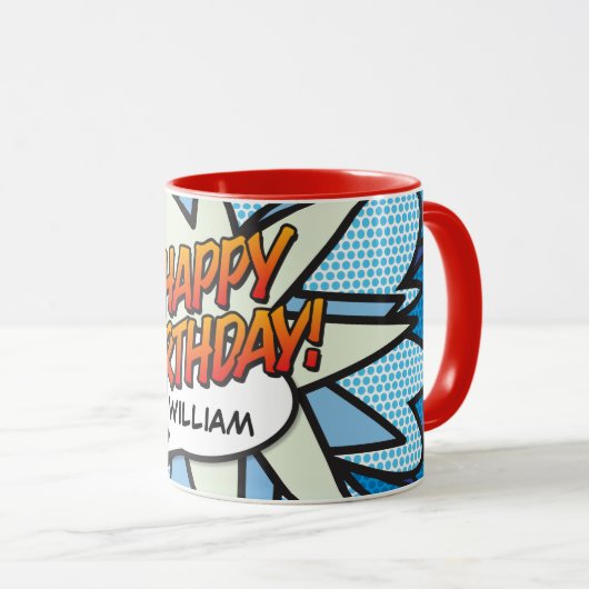 HAPPY BIRTHDAY Fun Retro Comic Book Mok (Voorkant rechts)