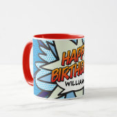 HAPPY BIRTHDAY Fun Retro Comic Book Mok (Voorkant links)