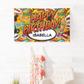 HAPPY BIRTHDAY Fun Retro Comic Book Pop Art Spandoek (Insitu)