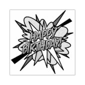 HAPPY BIRTHDAY Fun Retro Comic Book Rubberstempel (Afrduk)