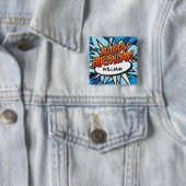 HAPPY BIRTHDAY Fun Retro Comic Book Vierkante Button 5,1 Cm (In situ)