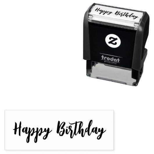 Happy Birthday Fun Script Tekst Sjabloon Zelfinktende Stempel (In situ)