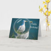 Happy Birthday Fun Seagull Kaart (Gele Bloem)