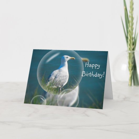 Happy Birthday Fun Seagull Kaart (Voorkant)
