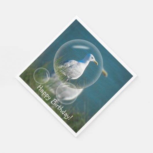Happy Birthday Fun Seagull Servet (Hoek)