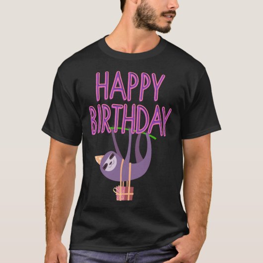 Happy Birthday Fun Sloth T-shirt (Voorkant)