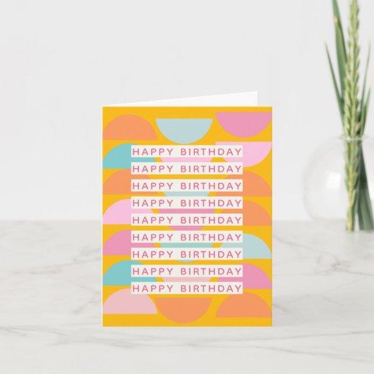Happy Birthday Fun Speelse Retro Vibrant Geometric Kaart (Voorkant)
