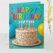Happy Birthday Funfetti Card Kaart (Gele Bloem)