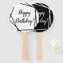 Happy Birthday Funky Geometric Black en White