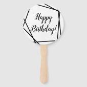 Happy Birthday Funky Geometric Black en White Handwaaier (Voorkant)