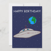 Happy Birthday Funny Alien Spaceship Adventure   Feestdagenkaart (Voorkant)