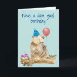 Happy Birthday Funny Beaver Kaart<br><div class="desc">Dit ontwerp is gemaakt met behulp van digitale kunst. Het kan in het gebied worden aangepast door de klik aan te passen en de naam, initialen of woorden aan te passen. U kunt de tekstkleur en de stijl ook veranderen of de tekst voor een slechts ontwerp van het afbeelding schrappen....</div>