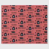 Happy Birthday Funny Black Cats Wrapping Paper Cadeaupapier (Vlak)
