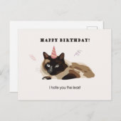 Happy Birthday Funny Cat Kaart (Voorkant / Achterkant)