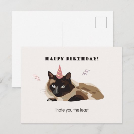 Happy Birthday Funny Cat Kaart (Voorkant / Achterkant)
