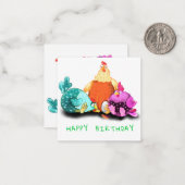 Happy Birthday Funny Chickens Kaarten -  Notitiekaartje (Voorkant / Achterkant in situ)