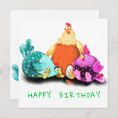 Happy Birthday - Funny Chickens Waiting Egg Hatch (Voorkant / Achterkant)