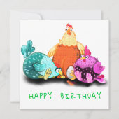 Happy Birthday - Funny Chickens Waiting Egg Hatch (Voorkant)