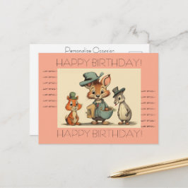 Happy Birthday Funny Cute Animal Cartoon Couriers  Feestdagenkaart