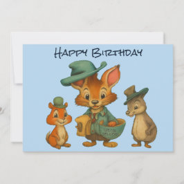 Happy Birthday Funny Cute Cartoon Animal Delivery  Feestdagenkaart