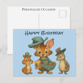 Happy Birthday Funny Cute Cartoon Animal Delivery  Feestdagenkaart