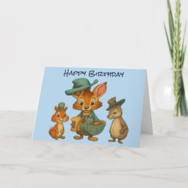 Happy Birthday Funny Cute Cartoon Animal Delivery  Kaart