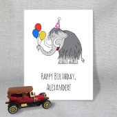 Happy Birthday Funny Cute Mammoth Pet Balloons Briefkaart