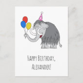 Happy Birthday Funny Cute Mammoth Pet Balloons Briefkaart (Voorkant)