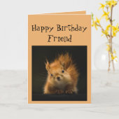 Happy Birthday Funny FRIEND Red Squirrel Kaart (Gele Bloem)
