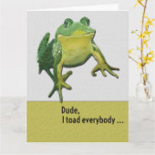 Happy Birthday Funny Hey Dude Toad Pun Kaart (Gele Bloem)